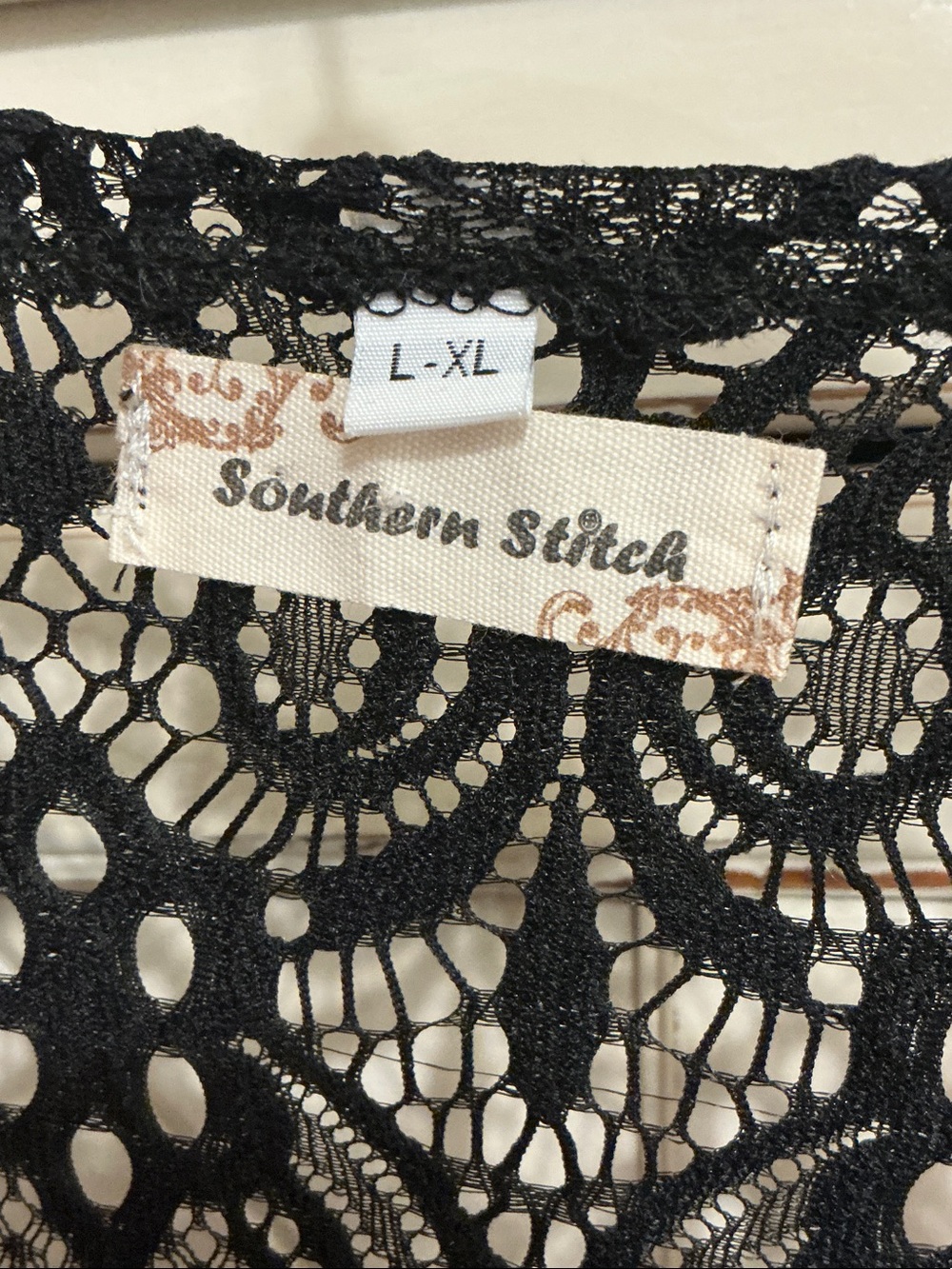 Southern Stitch Black Crochet Lace Top
